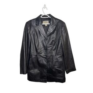 Sonoma Jean Company Black Leather Jacket Womens XL Grunge Y2K Goth Streewear